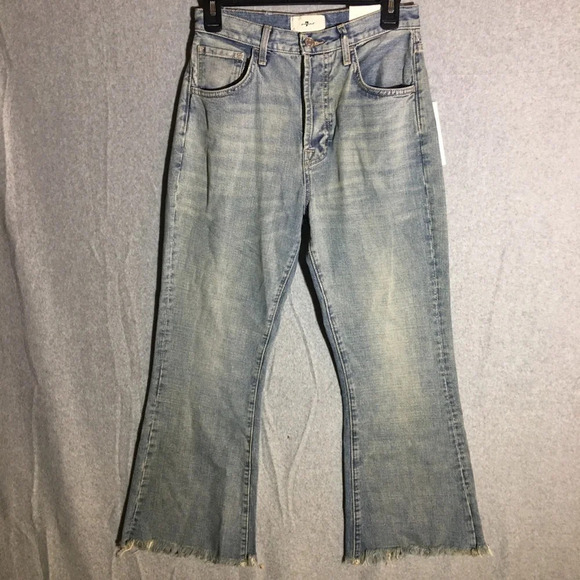Womens NWT 7 For All Mankind Jeans Button Fly Easy Boy Bootcut Country Western - Picture 1 of 6